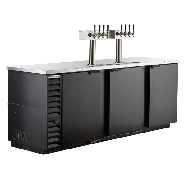 Scratch and Dent Beverage-Air DD94HC-1-B-144 (2) Four Tap Kegerator Beer Dispenser - Black, (5) 1/2 Keg Capacity