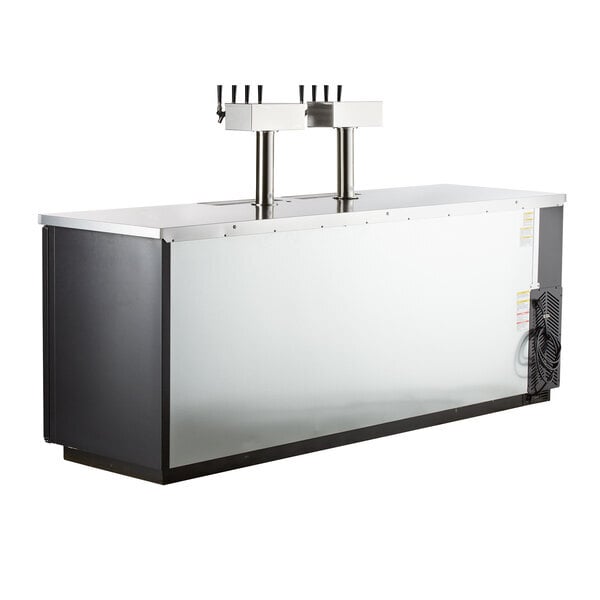 Scratch and Dent Beverage-Air DD94HC-1-B-144 (2) Four Tap Kegerator Beer Dispenser - Black, (5) 1/2 Keg Capacity