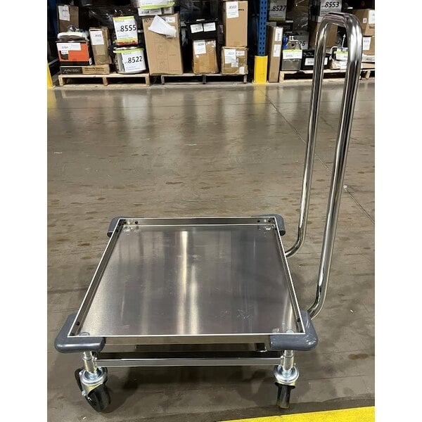 Scratch and Dent Metro CBH2121C Heavy Duty Aluminum Glass Rack Dolly with Handle and Corner Bumpers
