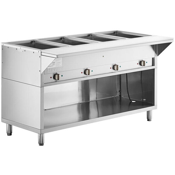 Scratch and Dent ServIt Four Pan Open Well Electric Steam Table with Partially Enclosed Base - 208/240V, 3000W