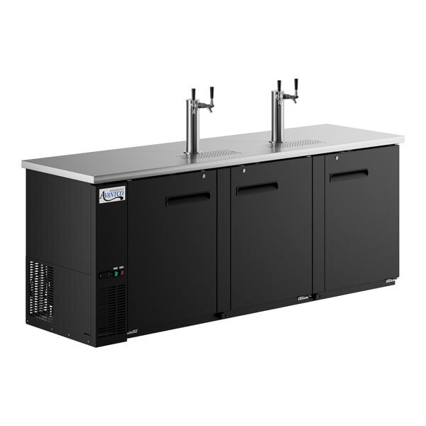 Scratch and Dent Avantco UDD-4-HC Black Kegerator / Beer Dispenser with (2) 2 Tap Towers - (3) 1/2 Keg Capacity