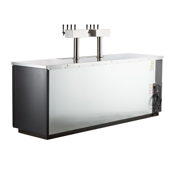 Scratch and Dent Beverage-Air DD94HC-1-B-144 (2) Four Tap Kegerator Beer Dispenser - Black, (5) 1/2 Keg Capacity