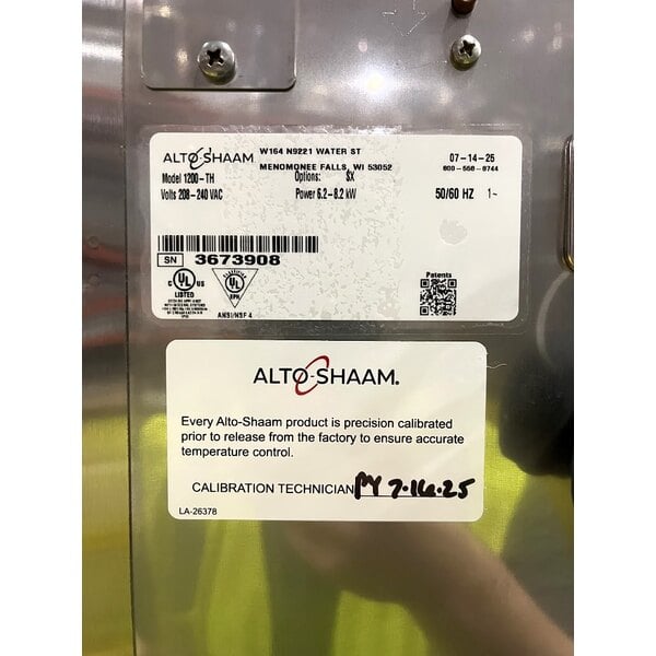 Scratch and Dent Alto-Shaam 1200-TH SX 208/240V/1 Full Height Cook and Hold Oven with Simple Controls - 208-240V, 6200-8200W