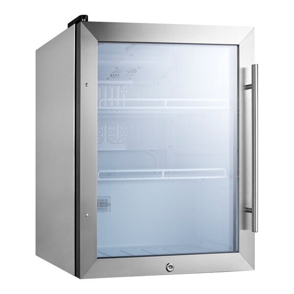 Scratch and Dent Summit Appliance SPR314LOSCSS 19" Compact Built-In Undercounter Glass Door Outdoor Beverage Refrigerator - 115V