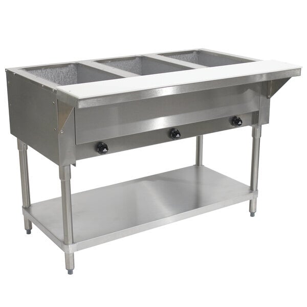 Scratch and Dent Advance Tabco HF-3G Natural Gas Three Pan Powered Hot Food Table - Open Well