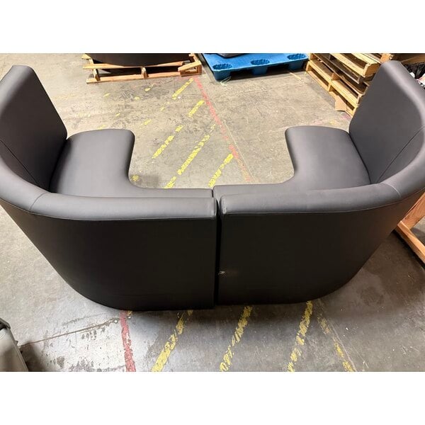 Scratch and Dent QA Group Cascade 96" Long Ebony Plain 1/2 Circle Booth - 36" High