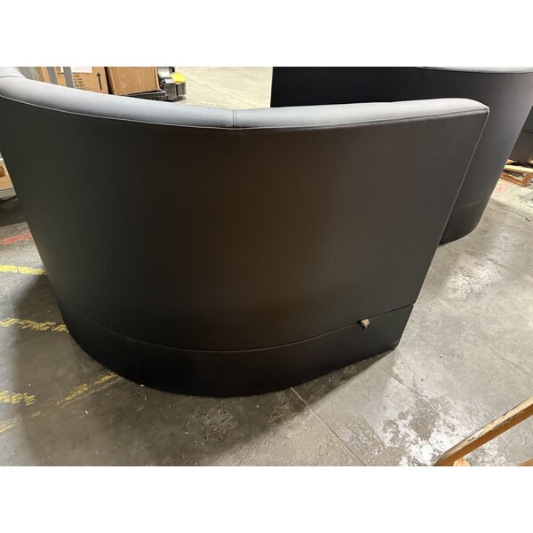 Scratch and Dent QA Group Cascade 96" Long Ebony Plain 1/2 Circle Booth - 36" High