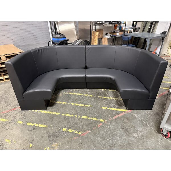 Scratch and Dent QA Group Cascade 96" Long Ebony Plain 1/2 Circle Booth - 36" High