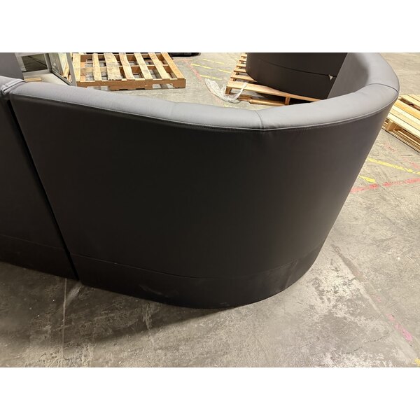 Scratch and Dent QA Group Cascade 96" Long Ebony Plain 1/2 Circle Booth - 36" High