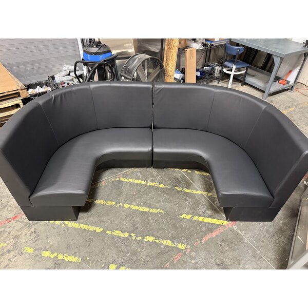 Scratch and Dent QA Group Cascade 96" Long Ebony Plain 1/2 Circle Booth - 36" High