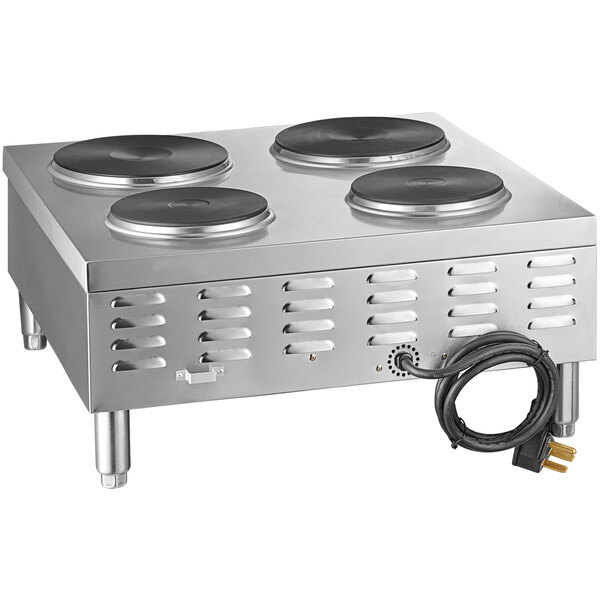 Scratch and Dent Avantco CER-400 4-Burner Solid French-Style Countertop Electric Range - 208/240V, 4200/5600W