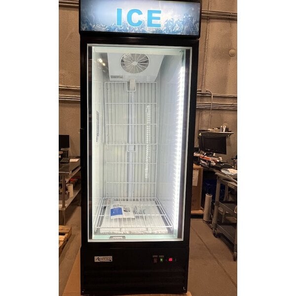 Scratch and Dent Avantco GD-ICE-24F 31" Black Customizable Indoor Glass Door Ice Merchandiser