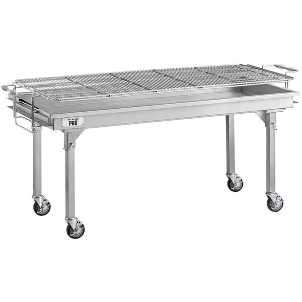 Scratch and Dent Backyard Pro CHAR-60SS 60" Heavy-Duty Stainless Steel Charcoal Grill with Adjustable Grates, Removable Legs, and Cover