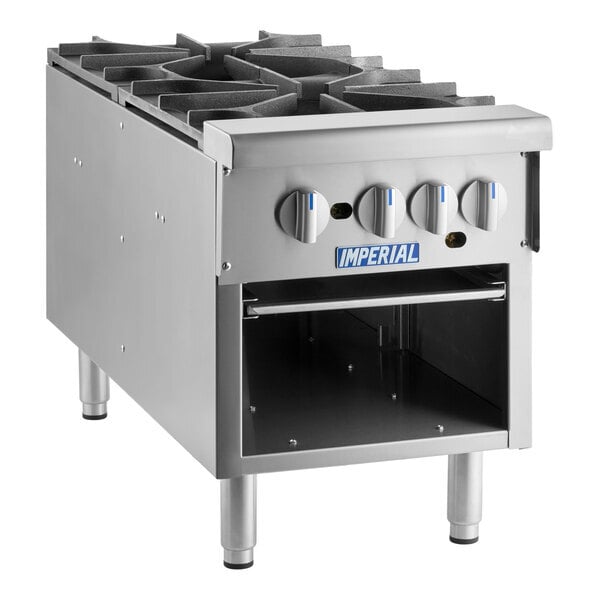 Scratch and Dent Imperial Range ISPA-18-2 18" Natural Gas 2 Burner Stock Pot Range - 180,000 BTU