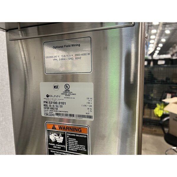 Scratch and Dent Bunn 53100.0001 BrewWISE ICB-DV Infusion Stainless Steel Dual Voltage Tall Coffee Brewer - 120V or 120/208V-240V, 4050W