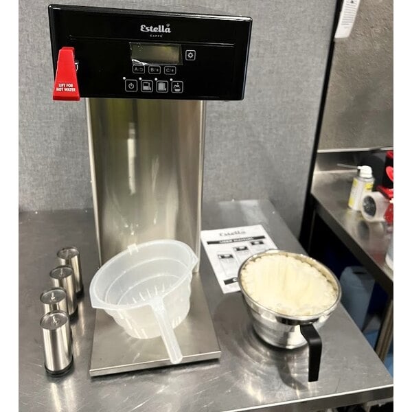 Scratch and Dent Estella Caffe ECSB-1 Automatic Single Shuttle Coffee Maker with Digital Display - 120V
