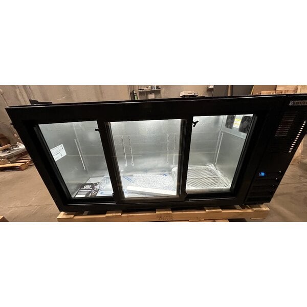 Scratch and Dent Beverage-Air BB72HC-1-GS-B 72" Black Underbar Height Sliding Glass Door Back Bar Refrigerator