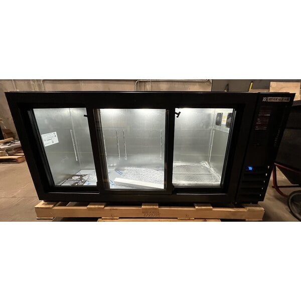 Scratch and Dent Beverage-Air BB72HC-1-GS-B 72" Black Underbar Height Sliding Glass Door Back Bar Refrigerator