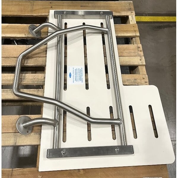 Scratch and Dent Bobrick B-5181 White Reversible Phenolic Folding Shower Seat