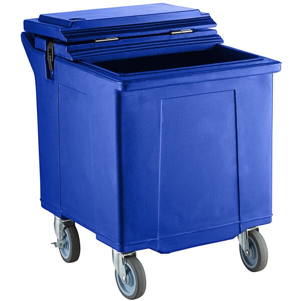 Scratch and Dent CaterGator 125 lb. Capacity Blue Mobile Ice Bin with Flip Lid