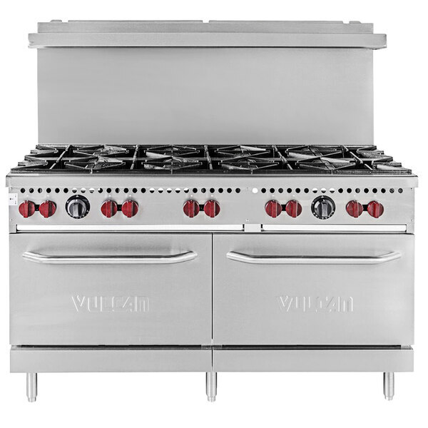 Scratch and Dent Vulcan SX60-10BN SX Series Natural Gas 10 Burner 60" Range with 2 Standard Ovens - 340,000 BTU