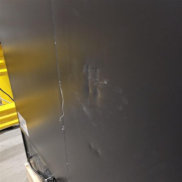 Scratch and Dent Avantco GDS-47-HC 53" Black Customizable Sliding Glass Door Merchandiser Refrigerator with LED Lighting