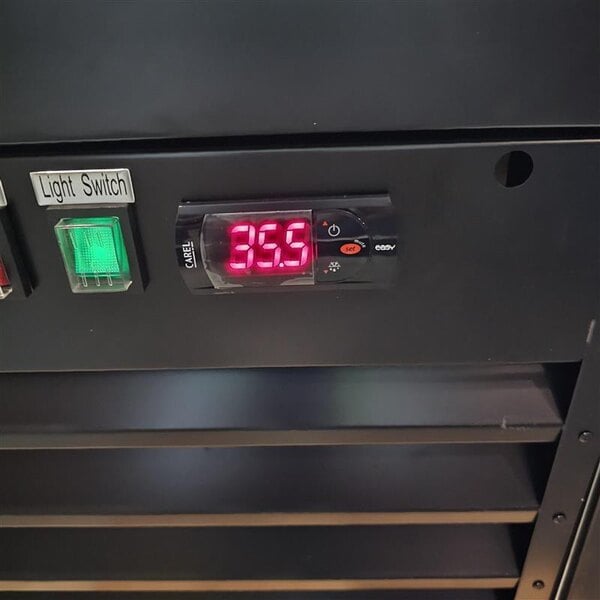 Scratch and Dent Avantco GDS-47-HC 53" Black Customizable Sliding Glass Door Merchandiser Refrigerator with LED Lighting