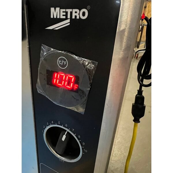 Scratch and Dent Metro HotBlox Xpress Quick-Pick HBCS8-BP Large Countertop Insulated Heated Pass-Through Holding Cabinet with Simple Controls - 120V