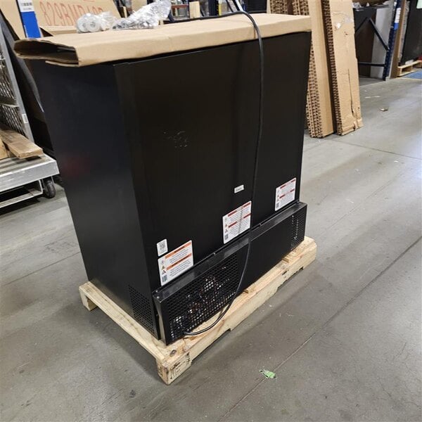 Scratch and Dent True GDM-09-SQ-HC-LD 36" Black Refrigerated Sliding Glass Door Countertop Merchandiser with LED Lighting