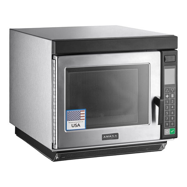 Scratch and Dent Amana RC22S2 Heavy Duty Stainless Steel Commercial Microwave Oven with Push Button Controls - 208/240V, 2200W
