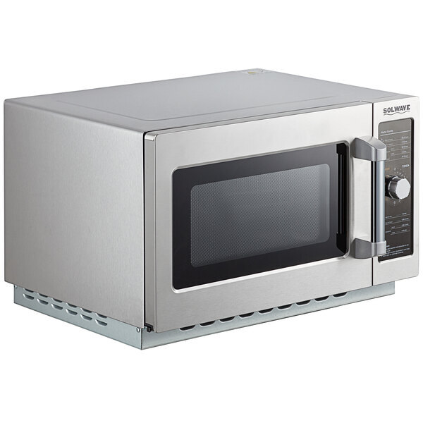 Scratch and Dent Solwave 1000W Stackable Commercial Microwave with Large 1.2 cu. ft. Interior and Dial Controls - 120V