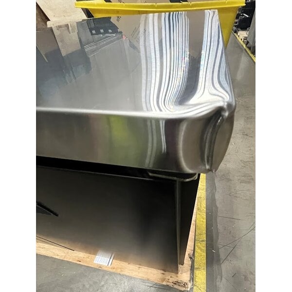 Scratch and Dent Avantco UBB-4-HC 90" Black Counter Height Solid Door Back Bar Refrigerator with LED Lighting