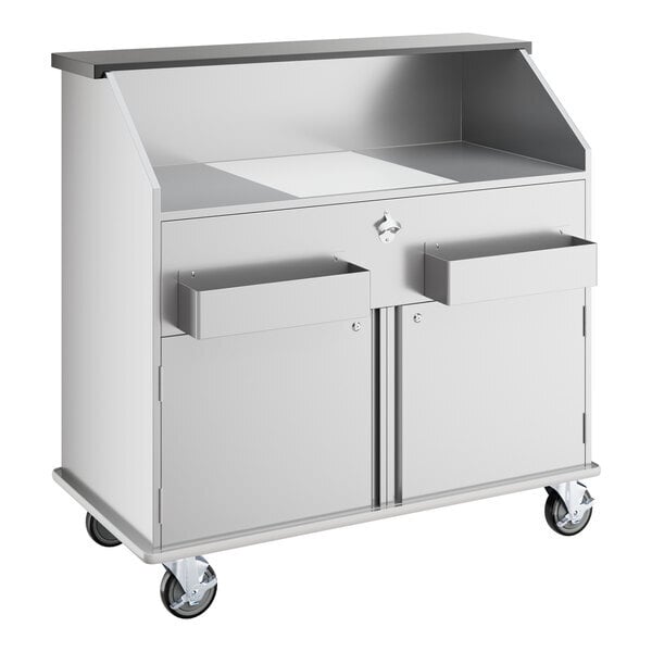 Scratch and Dent Regency 48" Standard Stainless Steel Portable Bar with Two Removable Speed Rails, Ice Bin, and Removable Ice Bin Cover