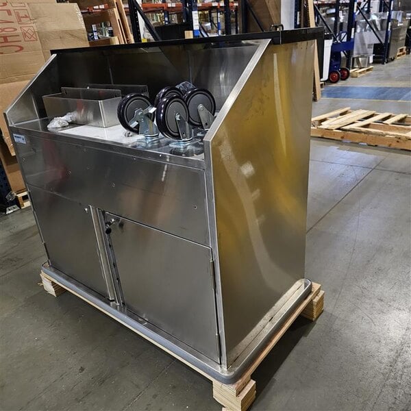 Scratch and Dent Regency 48" Standard Stainless Steel Portable Bar with Two Removable Speed Rails, Ice Bin, and Removable Ice Bin Cover