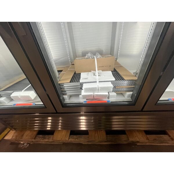 Scratch and Dent True T-72G-HC~FGD01 78 1/8" 3 Section Glass Door Reach-In Refrigerator