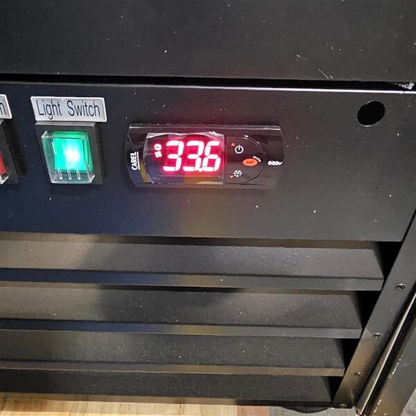 Scratch and Dent Avantco GDS-47-HC 53" Black Customizable Sliding Glass Door Merchandiser Refrigerator with LED Lighting