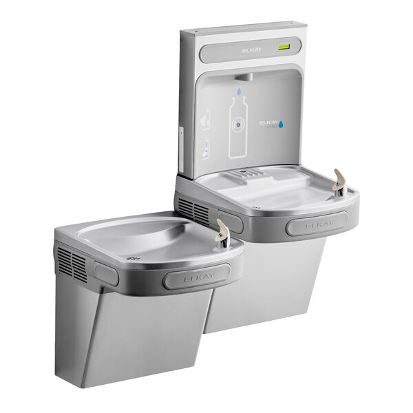 Scratch and Dent Zurn Elkay EZSTLDDWSSK ezH20 Stainless Steel Hands-Free Non-Filtered Bottle Filling Station with Versatile Bi-Level Drinking Fountain - Non-Refrigerated