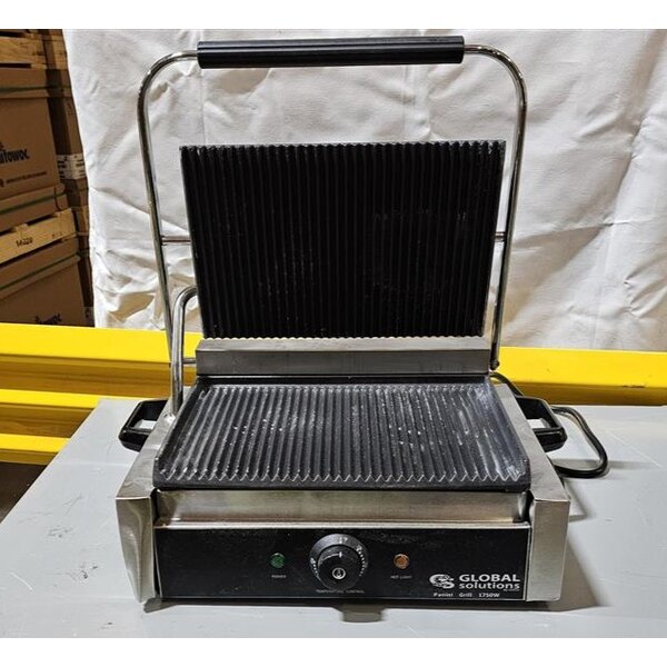 Scratch and Dent Global Solutions by Nemco GS1621 Panini / Sandwich Grill with Grooved Plates - 13" x 8 1/2" Cooking Surface - 120V, 1750W