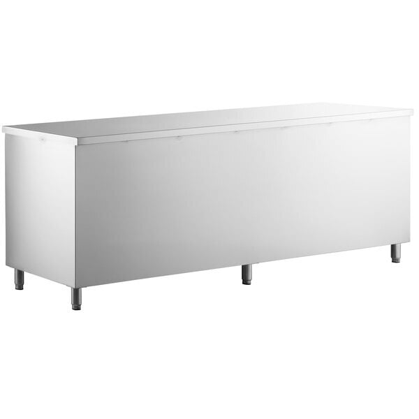 Scratch and Dent Regency 24" x 96" 16 Gauge Type 304 Stainless Steel Enclosed Base Table with Sliding Doors and Adjustable Midshelf