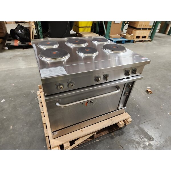 Scratch and Dent Cooking Performance Group ER36-208-3 36" 6-Burner Electric Range with Standard Oven - 208V, 3 Phase