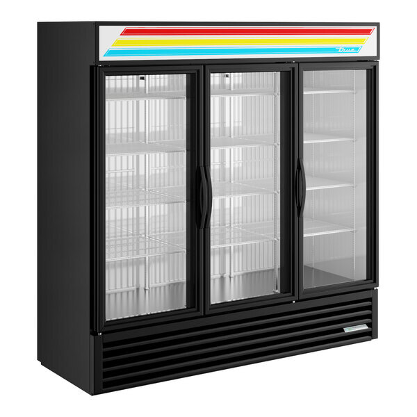 Scratch and Dent True GDM-72-HC~TSL01 78 1/8" Black Refrigerated Glass Door Merchandiser with LED Lighting