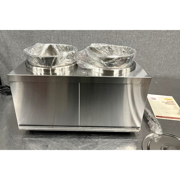 Scratch and Dent Carnival King RWLL35DBL Double 3.5 Qt. Warmer with Inset Pots, Lids, and Ladles - 120V, 1100W