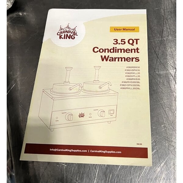 Scratch and Dent Carnival King RWLL35DBL Double 3.5 Qt. Warmer with Inset Pots, Lids, and Ladles - 120V, 1100W