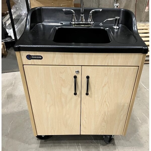 Scratch and Dent Ozark River Manufacturing CHSTM-AB-AB1N Lil Premier Maple Portable Hot Water Hand Sink with Laminate Cabinet and Single Basin