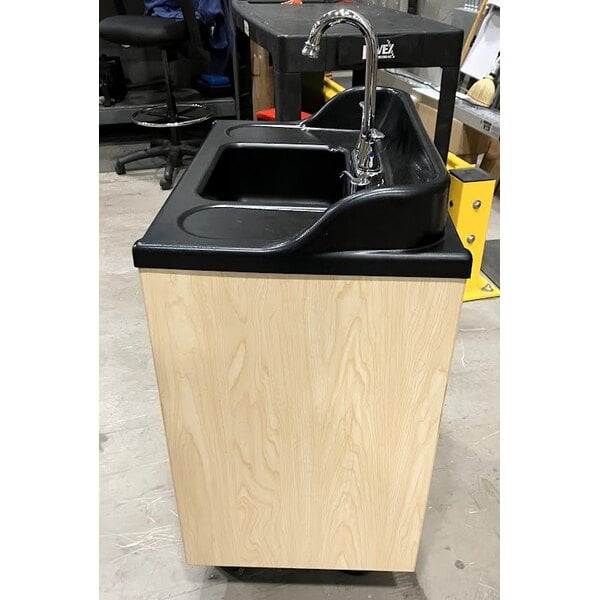 Scratch and Dent Ozark River Manufacturing CHSTM-AB-AB1N Lil Premier Maple Portable Hot Water Hand Sink with Laminate Cabinet and Single Basin