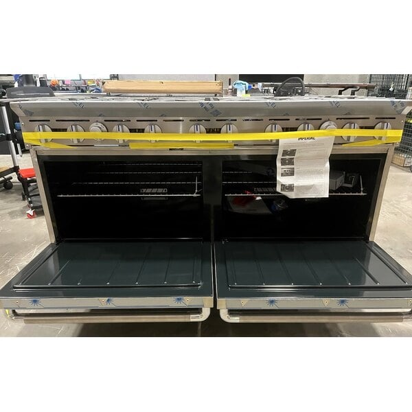 Scratch and Dent Imperial Range Pro Series IR-10 60" Natural Gas 10 Burner Range with 2 Standard Ovens - 390,000 BTU