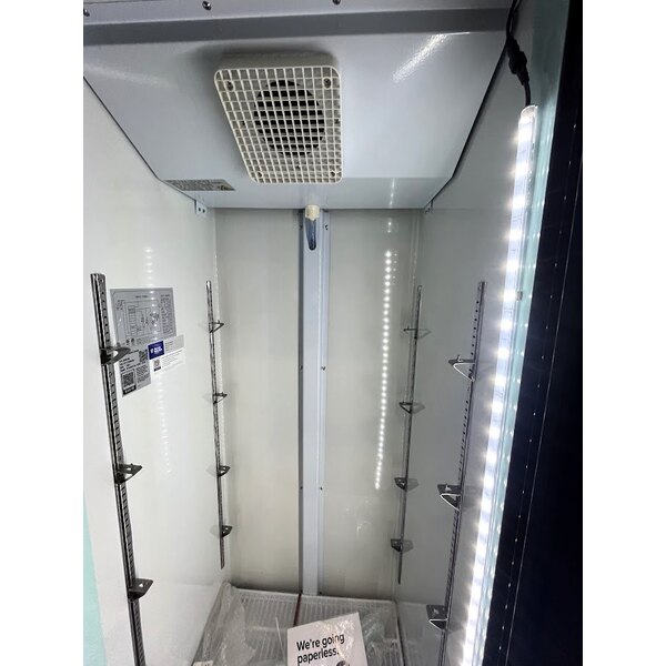 Scratch and Dent Avantco GDC-15-HC 25 5/8" Black Customizable Swing Glass Door Merchandiser Refrigerator with LED Lighting