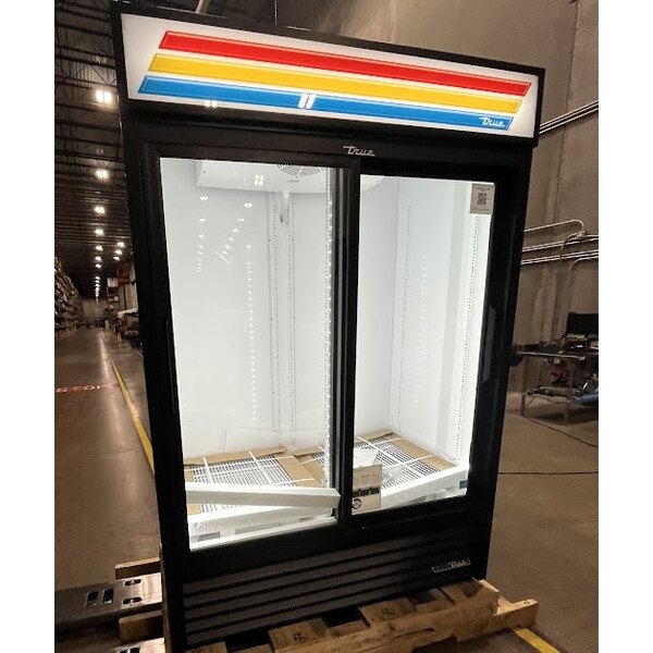 Scratch and Dent True GDM-47-HC-LD 54 1/8" Black Refrigerated Sliding Glass Door Merchandiser with LED Lighting