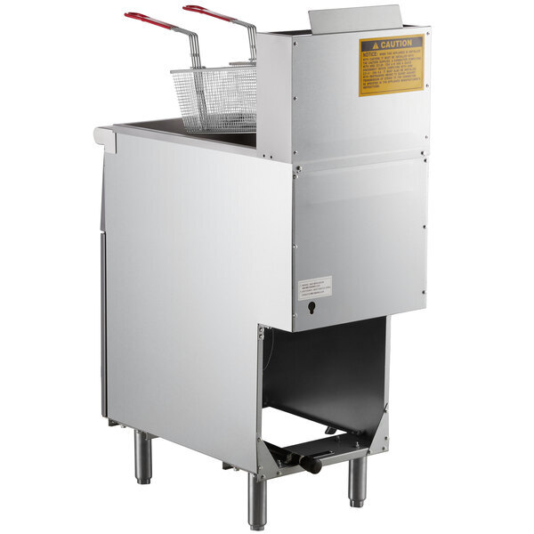 Scratch and Dent MainStreet Equipment Liquid Propane 40 lb. Stainless Steel Floor Fryer - 90,000 BTU