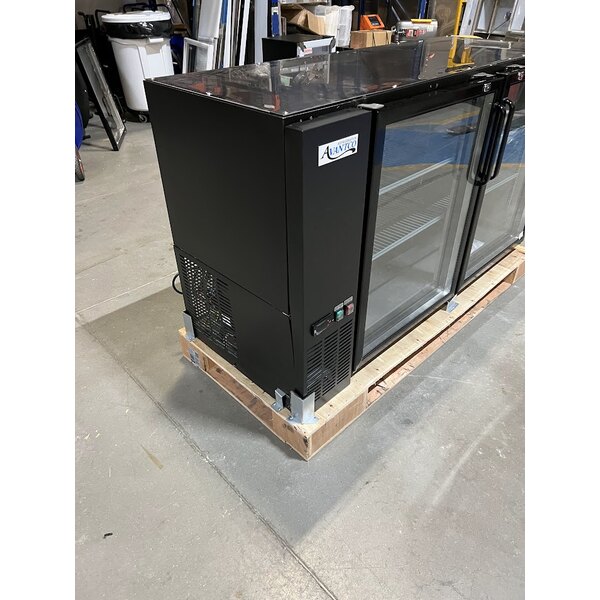 Scratch and Dent Avantco UBB-60-GT-G 60" Black Underbar Height Narrow Glass Door Back Bar Refrigerator with Galvanized Top and LED Lighting